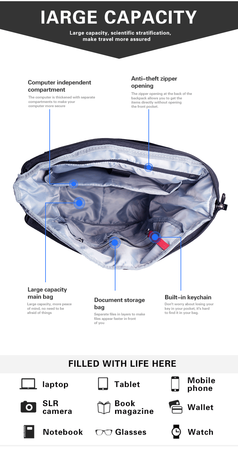 Water Resistant College School Computer Bag