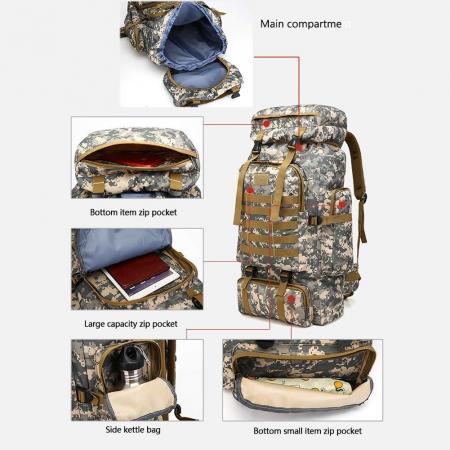 Tactical Military 70L Large Camping Hiking Backpack