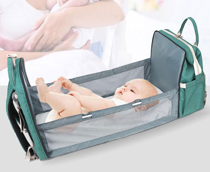 2020 التصميم المبتكر 2 في 1 الحفاض على ظهره حقيبة & سرير الطفل